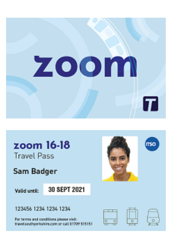 image of zoom 16-18 travel pass showing expiry date and young person's name and picture